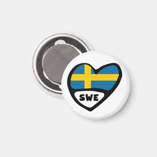Zweedse landcode Vlaggenhart, SWE Magneet (Voorkant / Achterkant)