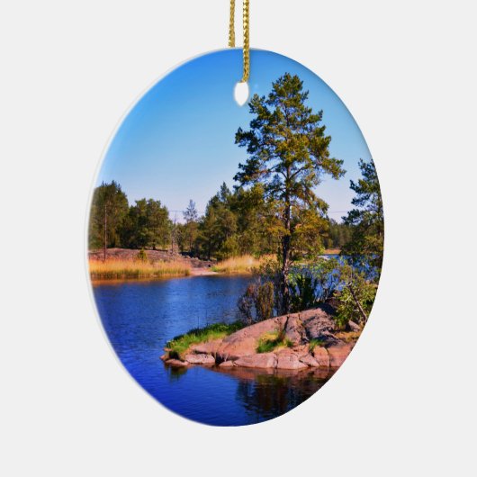 zweedse landschap , foto , keramisch ornament (Rechts)