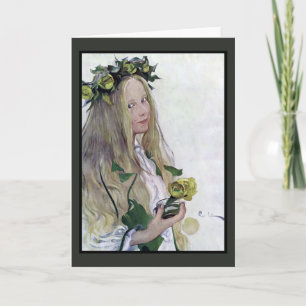 Zweedse Lucia Girl Holding Flower Feestdagen Kaart