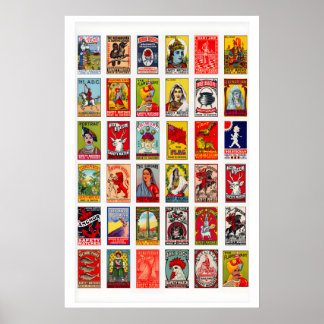 Zweedse luciferdoosjeslabels collageprint, vintage poster