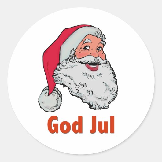 Zweedse/Noorse Kerstman Ronde Sticker (Voorkant)