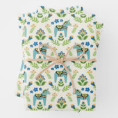 Zweedse paarden Dala Blauwgroen Inpakpapier Vel (In situ)