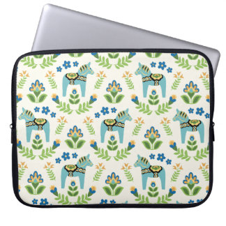 Zweedse paarden Dala Blauwgroen Laptop Sleeve