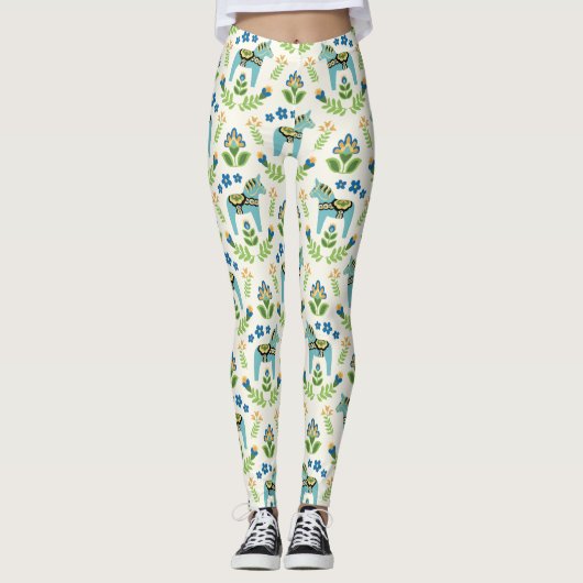 Zweedse paarden Dala Blauwgroen Leggings (Voorkant)