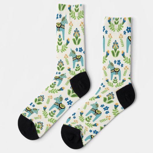 Zweedse paarden Dala Blauwgroen Sokken (Links)