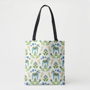 Zweedse paarden Dala Blauwgroen Tote Bag