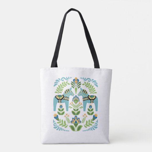 Zweedse paarden Dala Blauwgroen Tote Bag (Achterkant)