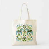 Zweedse paarden Dala Blauwgroen Tote Bag (Voorkant)