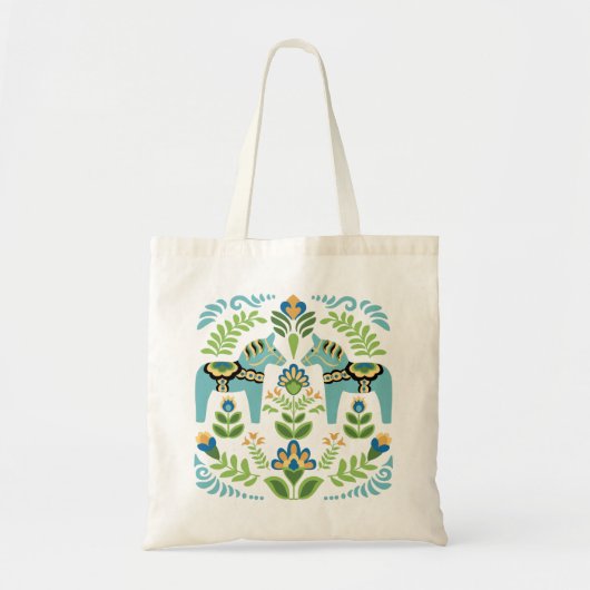 Zweedse paarden Dala Blauwgroen Tote Bag (Voorkant)