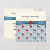 Zweedse partij Dala Horse Party - Blauwe lint Kaart (Voorkant / Achterkant)