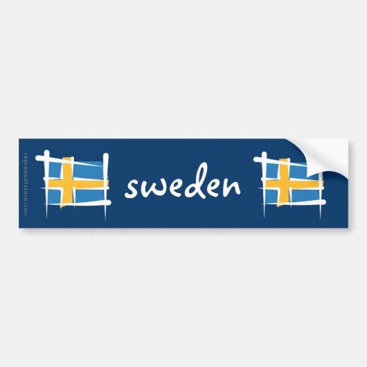 Zweedse penseelvlag bumpersticker (Voorkant)
