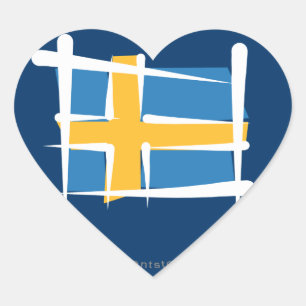 Zweedse penseelvlag hart sticker