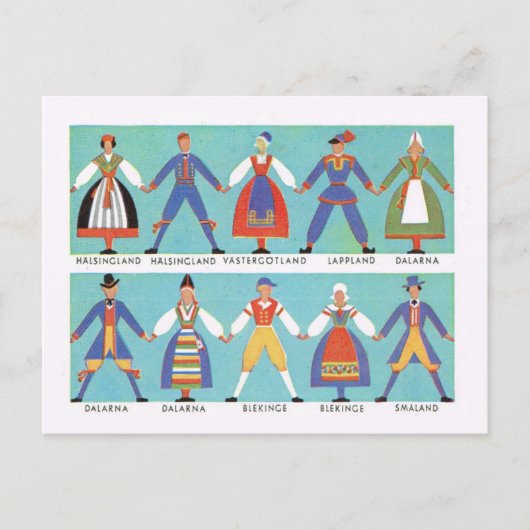  Zweedse regionale kostuums Briefkaart (Voorkant)