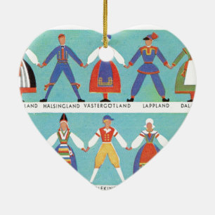  Zweedse regionale kostuums Keramisch Ornament