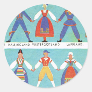 Zweedse regionale kostuums Ronde Sticker