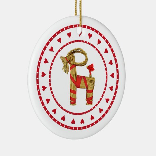 Zweedse rietgeit met hart keramisch ornament (Rechts)