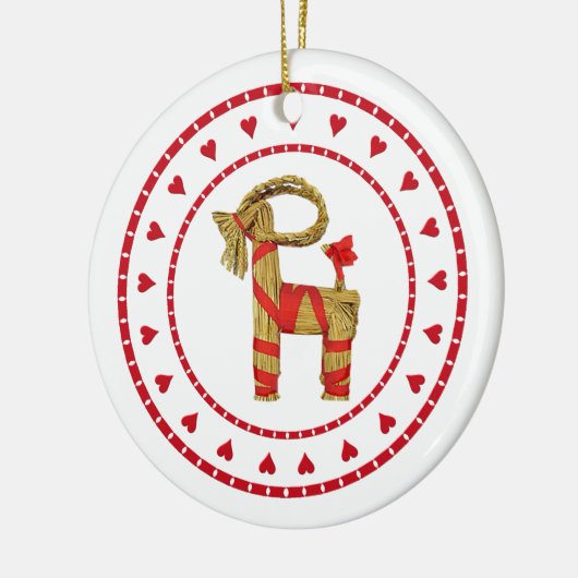 Zweedse rietgeit met hart keramisch ornament (Links)