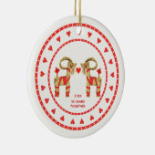 Zweedse rietgeiten 50 jaar samen gedateerd keramisch ornament (Rechts)