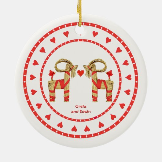 Zweedse rietgeiten 50 jaar samen gedateerd keramisch ornament (Achterkant)