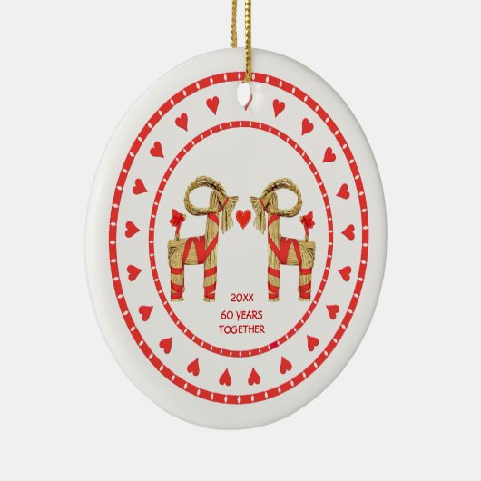 Zweedse rietgeiten 60 jaar samen gedateerd keramisch ornament (Rechts)