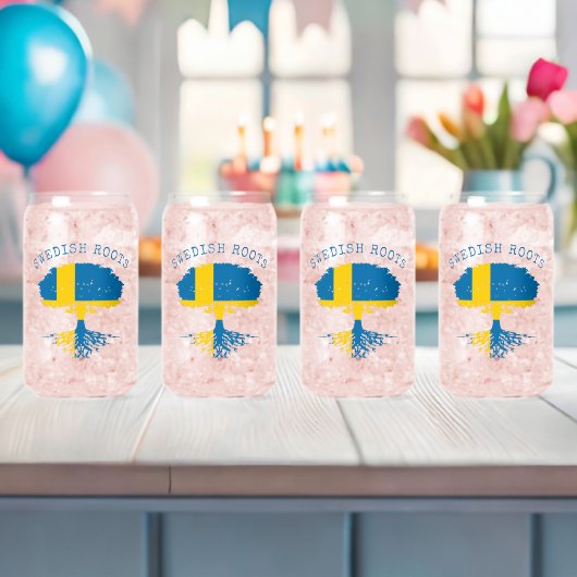 Zweedse Roots Vlag Kan Glas Set (Insitu (Baby Shower))