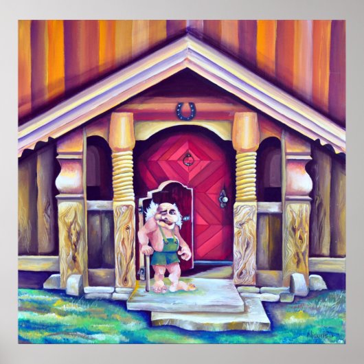 Zweedse Scandinavische Grappige Waterverf  Troll Poster (Voorkant)