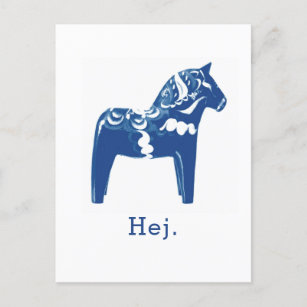 Zweedse Sjabloon Hej Dala Horse Blue Briefkaart
