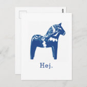 Zweedse Sjabloon Hej Dala Horse Blue Briefkaart (Voorkant / Achterkant)