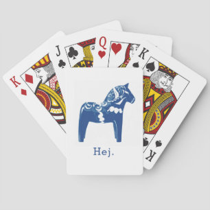 Zweedse Sjabloon Hej Dala Horse Blue Pokerkaarten