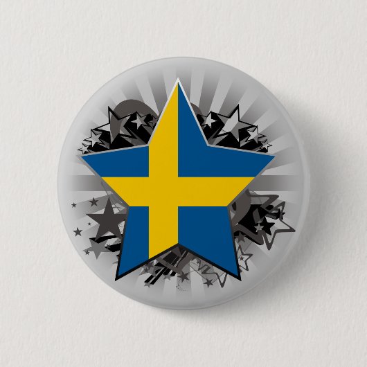 Zweedse ster ronde button 5,7 cm (Voorkant)
