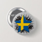 Zweedse ster ronde button 5,7 cm (Voorkant /achterkant)