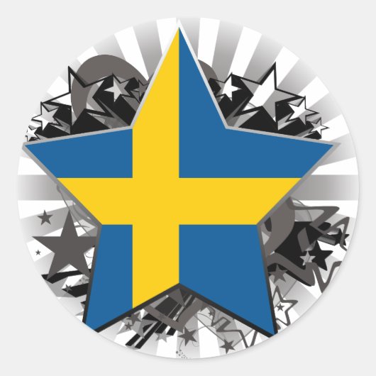Zweedse ster ronde sticker (Voorkant)