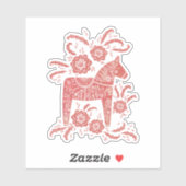 Zweedse Sticker Dala Horse Red (Vel)