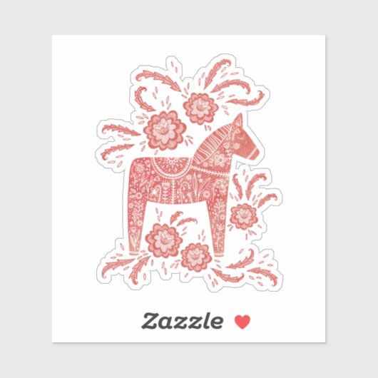 Zweedse Sticker Dala Horse Red (Vel)