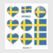 Zweedse stickers en Zweedse vlag, hart/sport (Vel)