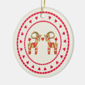 Zweedse Straw Goat Julbok Heart Cirkel Keramisch Ornament (Links)