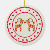 Zweedse Straw Goat Julbok Heart Cirkel Keramisch Ornament (Achterkant)