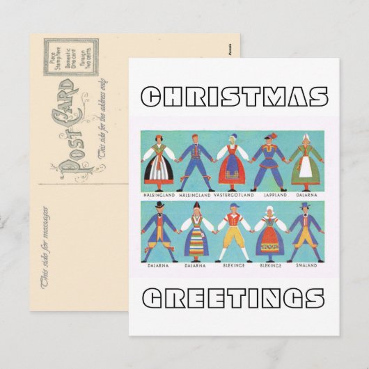  Zweedse streekkostuums Feestdagenkaart (Voorkant / Achterkant)