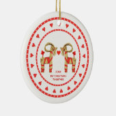 Zweedse strogeitjes, eerste Kerstmis, met elkaar v Keramisch Ornament (Rechts)