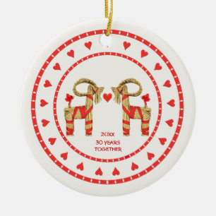 Zweedse strogeitten 30 jaar samen, op maat gesnede keramisch ornament