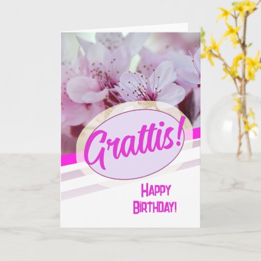 Zweedse taal Grattis Kort Mooie bloem Kaart (Gele Bloem)