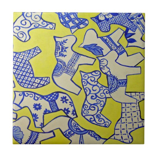 Zweedse Tegel dala paarden Tegeltje (Voorkant)