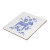 Zweedse Tegel van Dala Horse Blue en White Tegeltje (Zijkant)