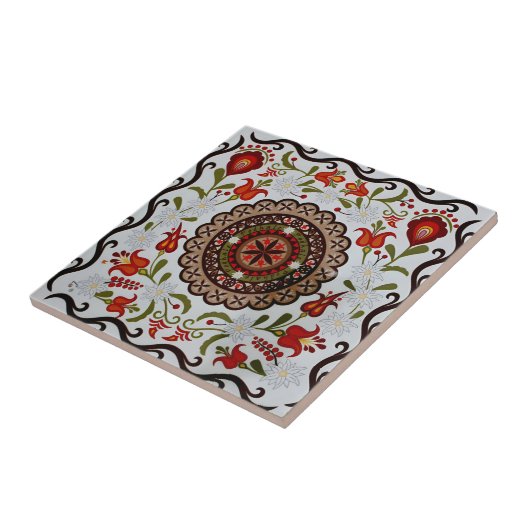 zweedse tegels bloempatroon tegeltje (Zijkant)