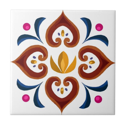 zweedse tegels eenvoudige hartbloem tegeltje (Voorkant)