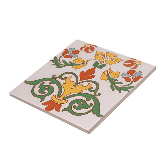 zweedse tegels  gele bloem tegeltje (Zijkant)