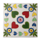 zweedse tegels kleurrijk hart tegeltje (Voorkant)