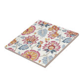 zweedse tegels kleurrijke bloemen tegeltje (Zijkant)