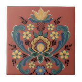 zweedse tegels oude groene bloemen tegeltje (Voorkant)