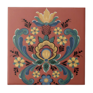 zweedse tegels oude groene bloemen tegeltje